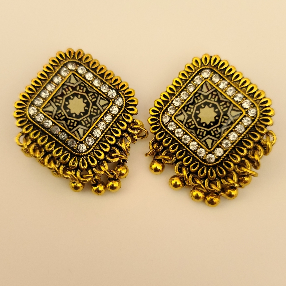 Gold ethnic jhumki earrings